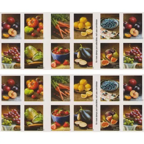 Fruits and Vegetables 2020 carrot eggplant - 5 Booklets 100 Pcs Unused Stamps for Mailing hot